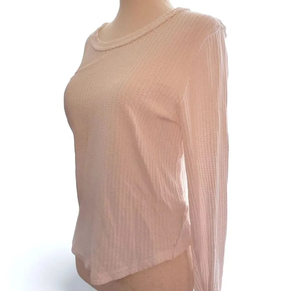 Free People white waffle knit heavyweight thermal long sleeve top in a M